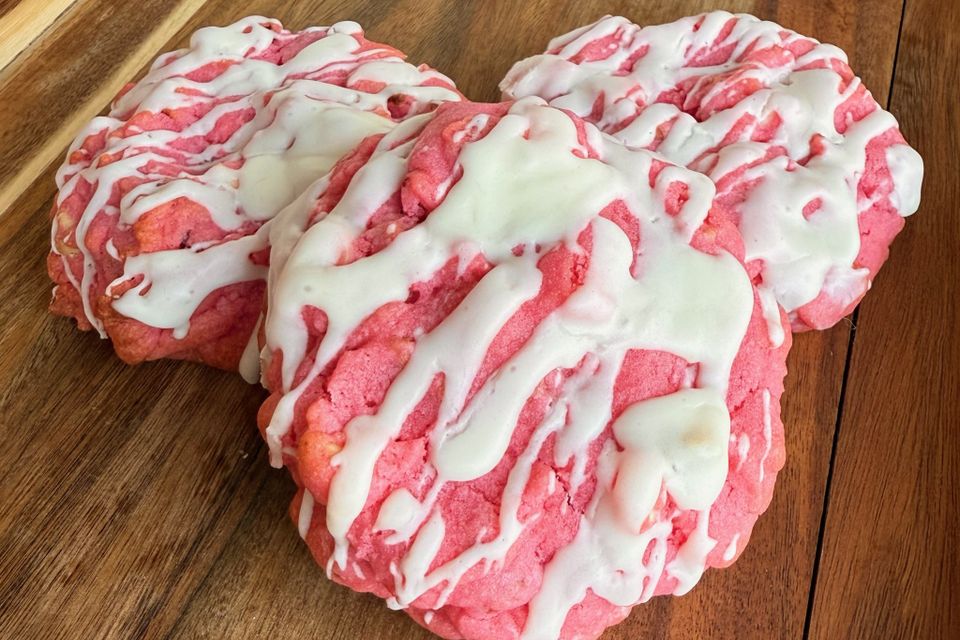 Our Strawberry cookies made with real strawberries.