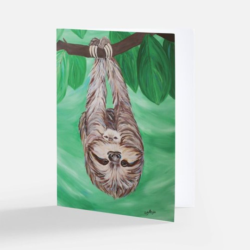 Sloth acrylic notecard