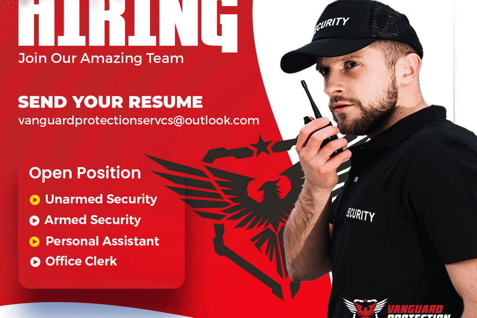 Vanguard protection services now hiring flyer
