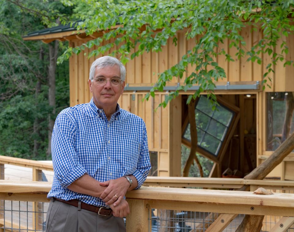 Ceo neil gordon outside the accessible treehouse at discovery museum