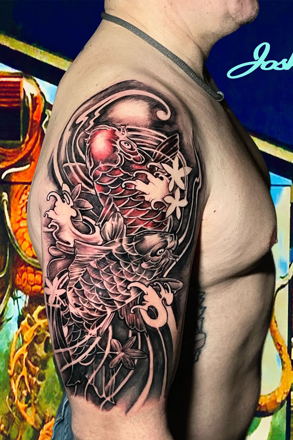Josh japanese koi fish half sleeve