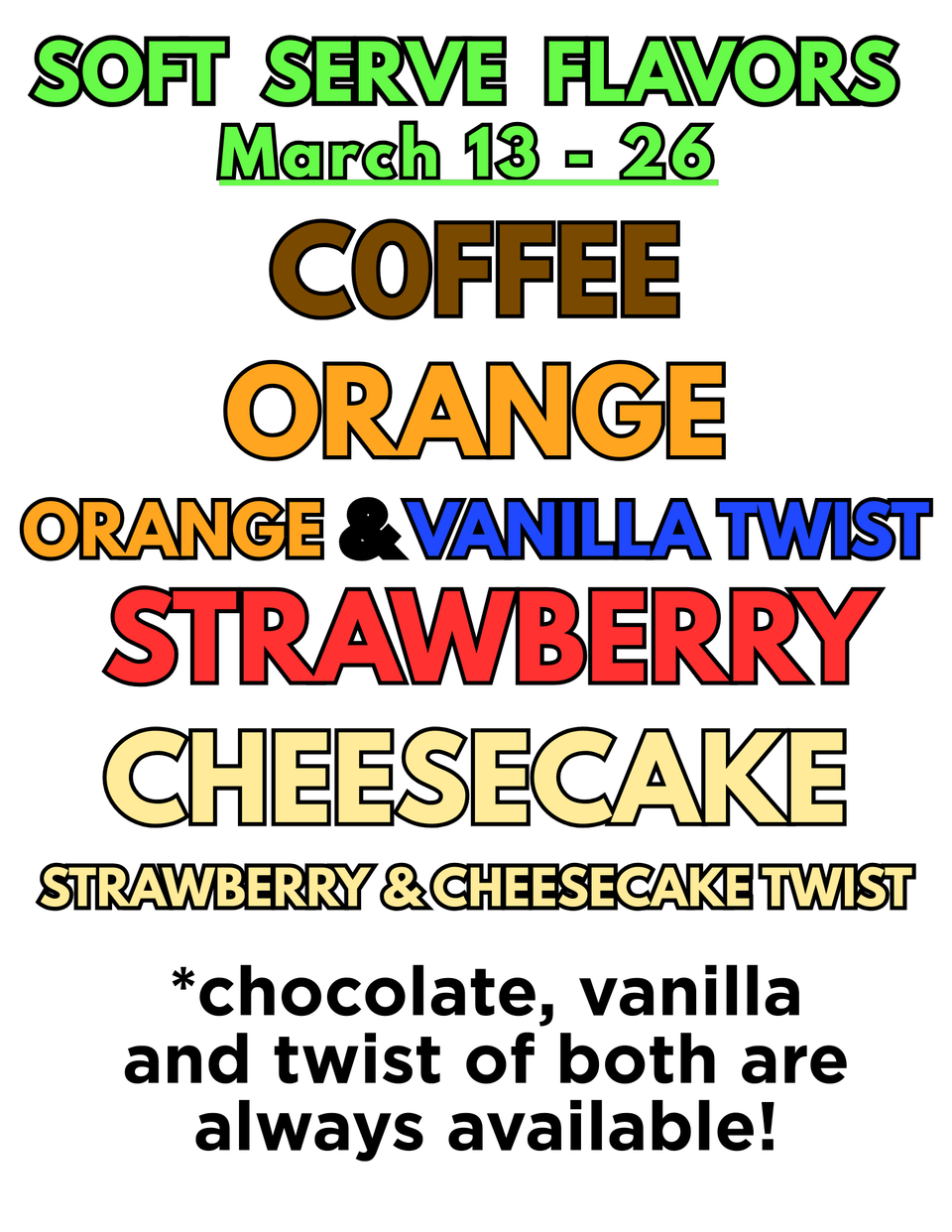 Soft serve flavors (8)