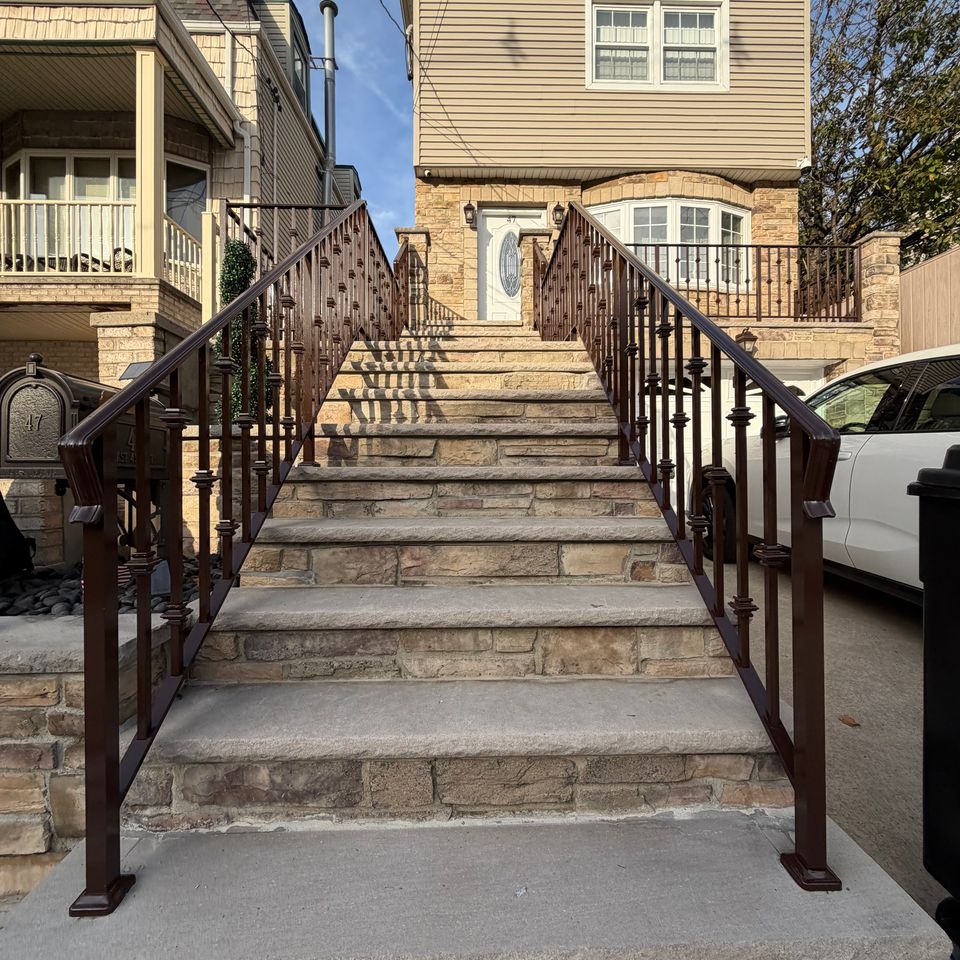 Completed railing repaint restain for a Bayonne, NJ home.