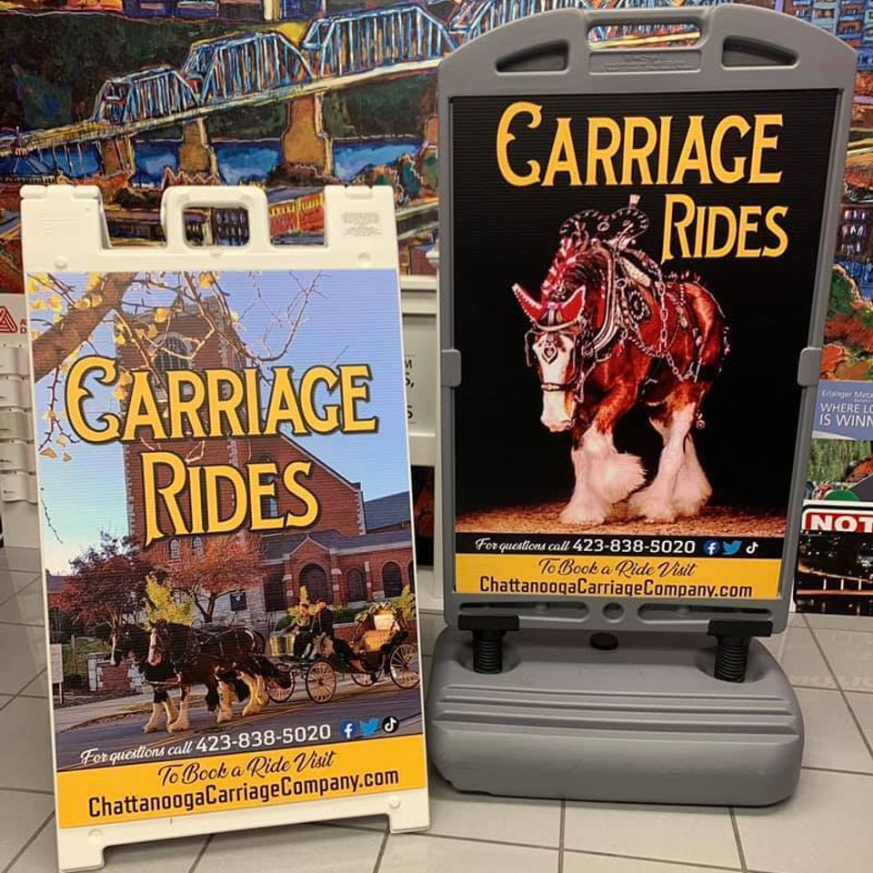 Carriage ride sidewalk signs