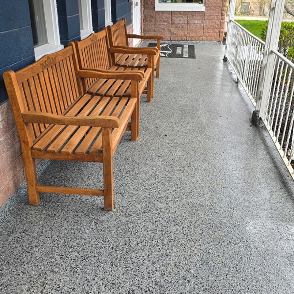Flyhawk floor coatings epoxy flooring contractor hot springs sd rapid city sd porch speckled gray floor af2c9b4d d877 41d4 809d 63c0130d2fc8