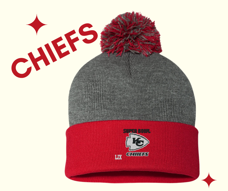 Eagles chiefs pom pom beanies   6