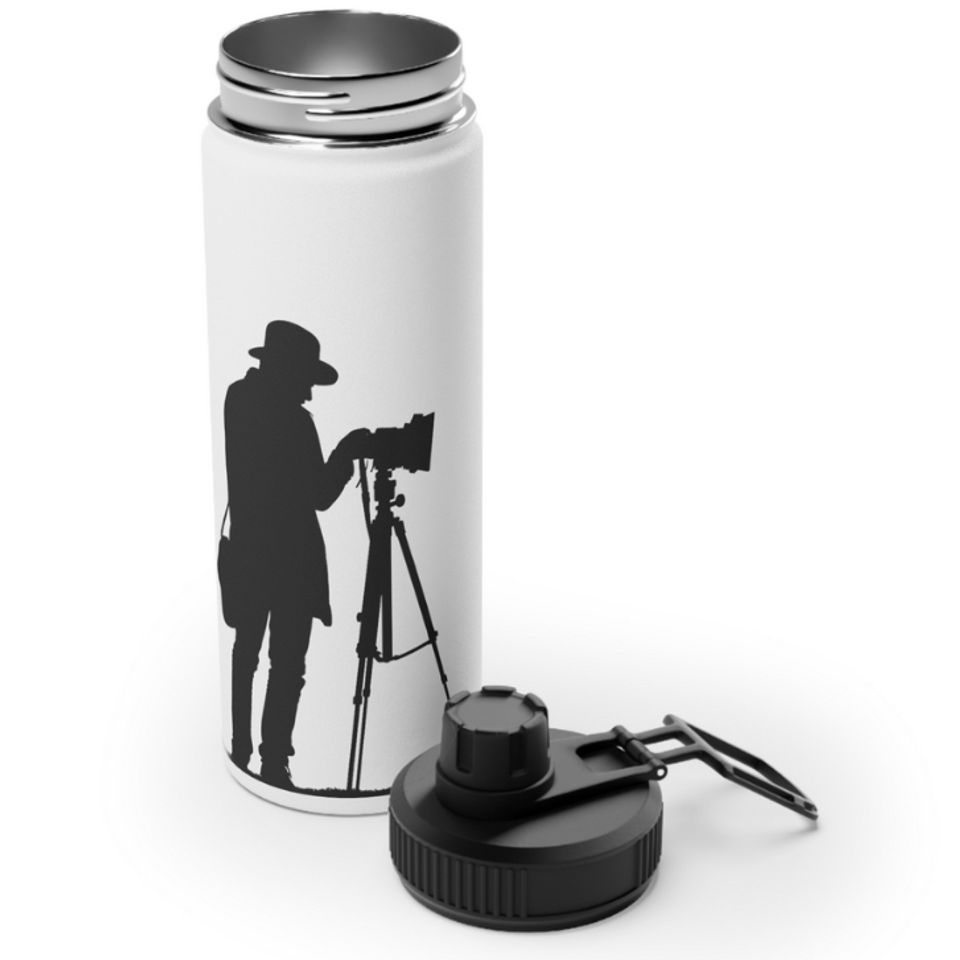 Stainless steel tumbler man photographer