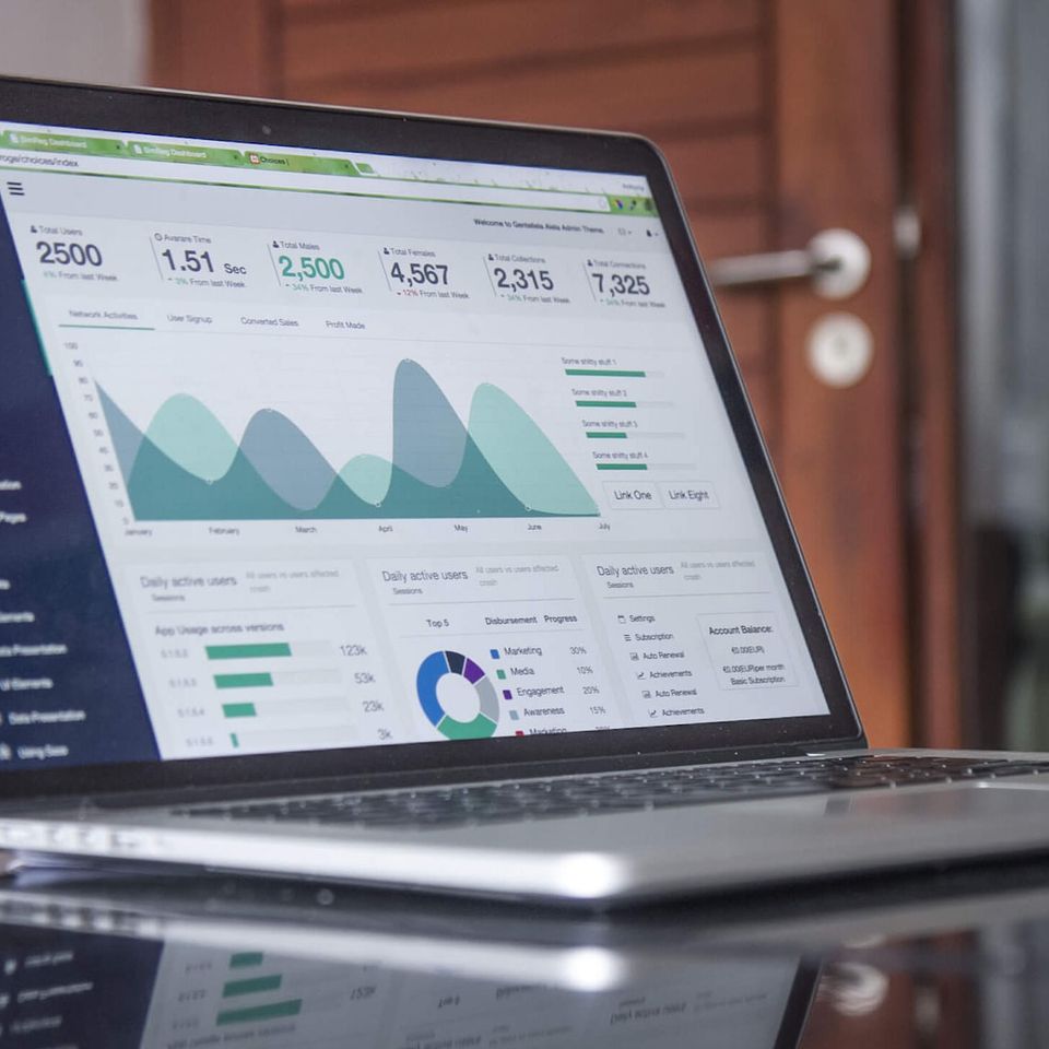 Laptop showing analytics report