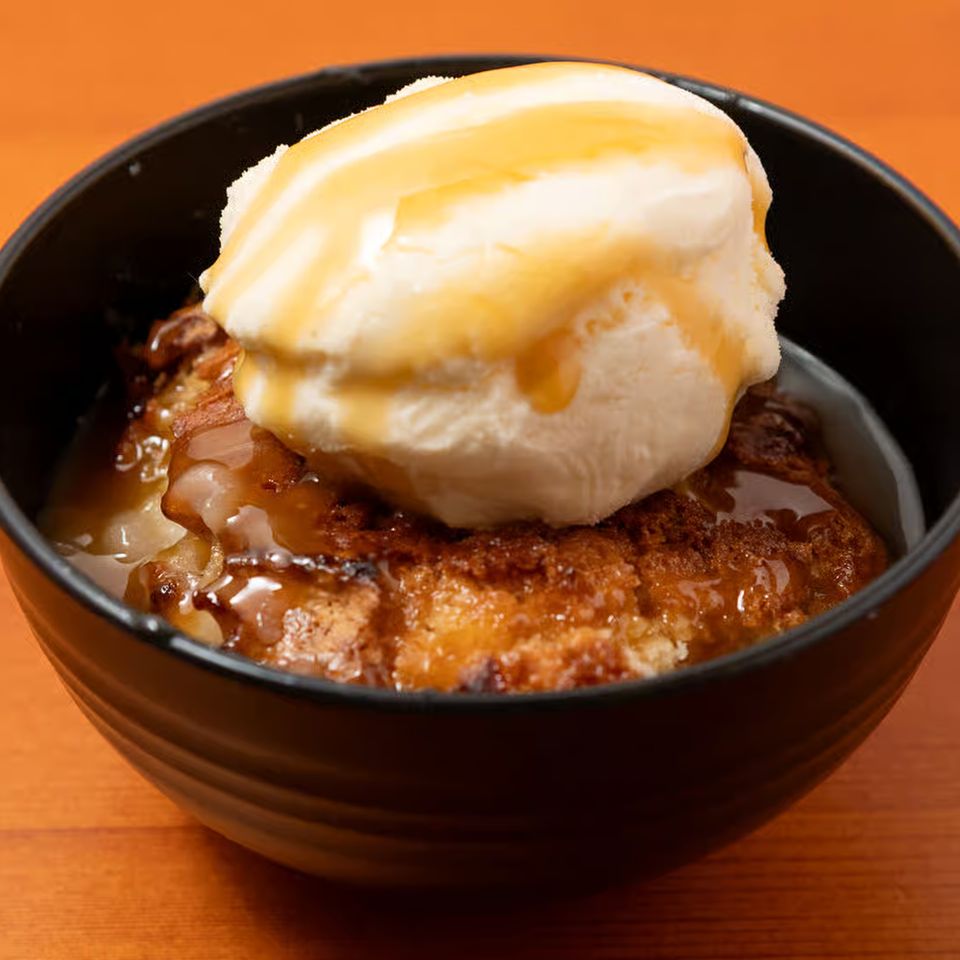 Warm delicious peach cobbler