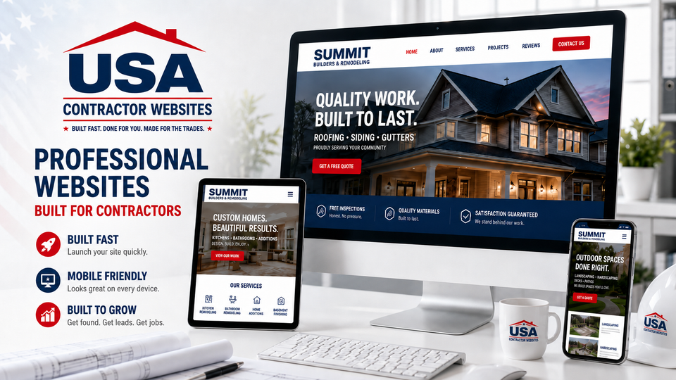 Usa contractor websites showcase on desk