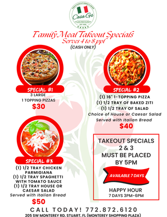 Casa g's takeout specials updated 3 16 22