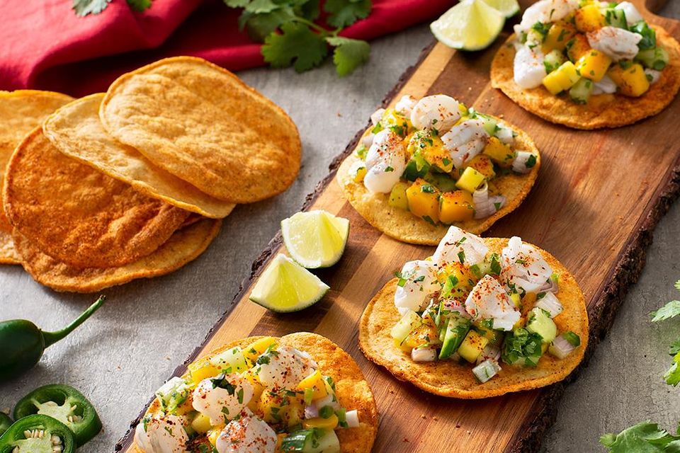 Shrimp mango ceviche tostadas asidqth