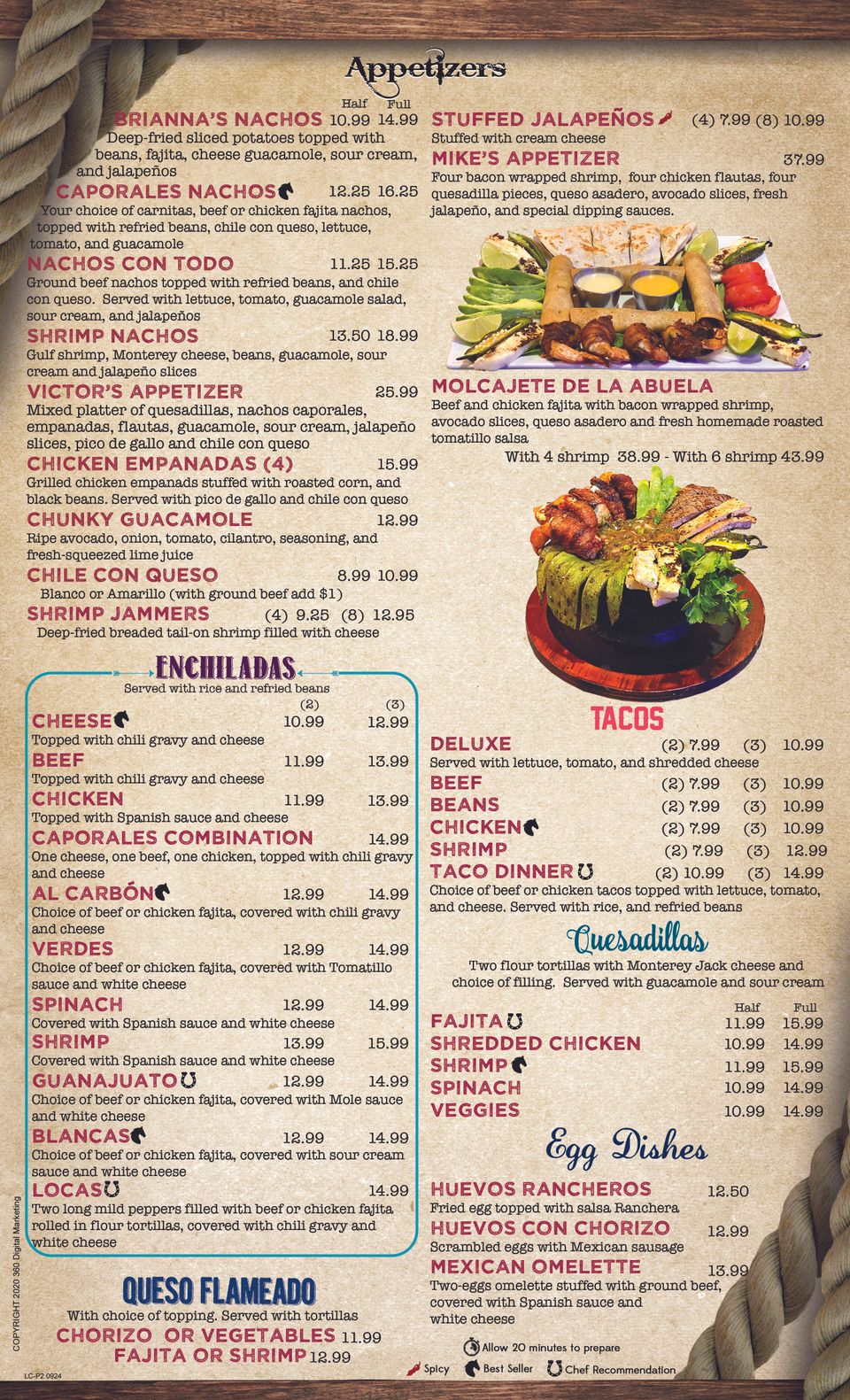 Web menu0924 page2 loscaporales mexican restaurant