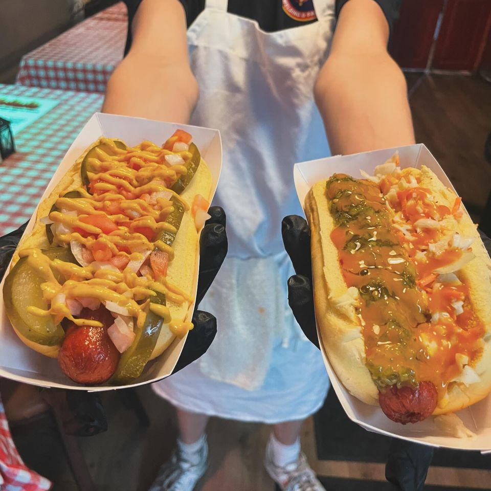 Hotdogs with toppings from Inferno The Restaurant in Sound Beach