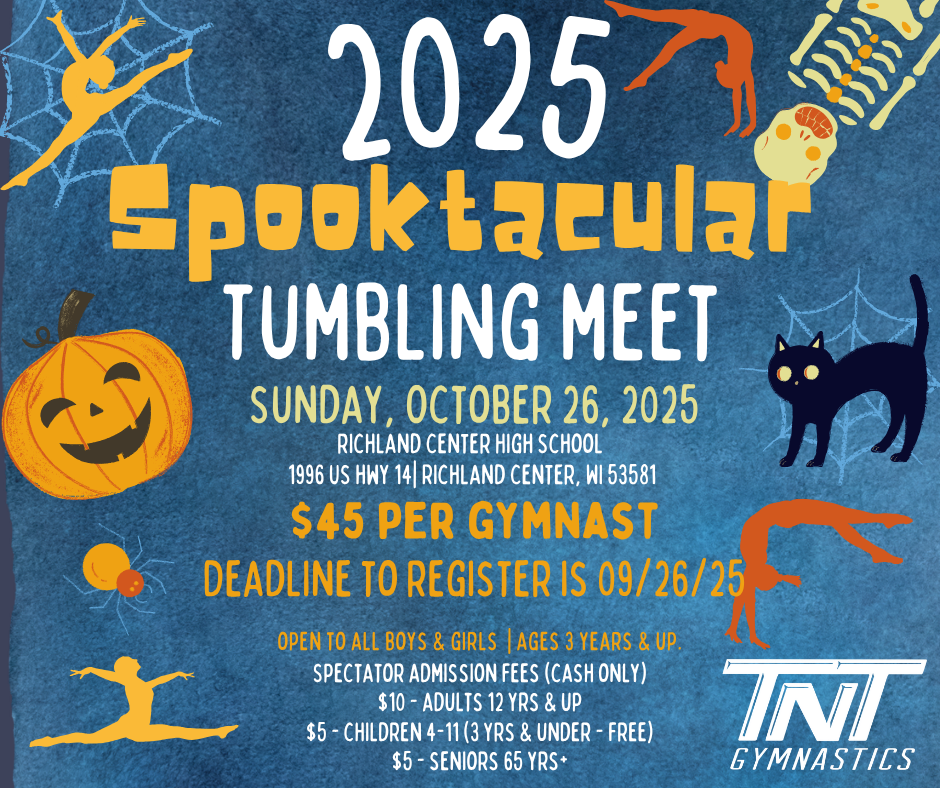 Spooktacular tumbling meet 2025 (facebook post)