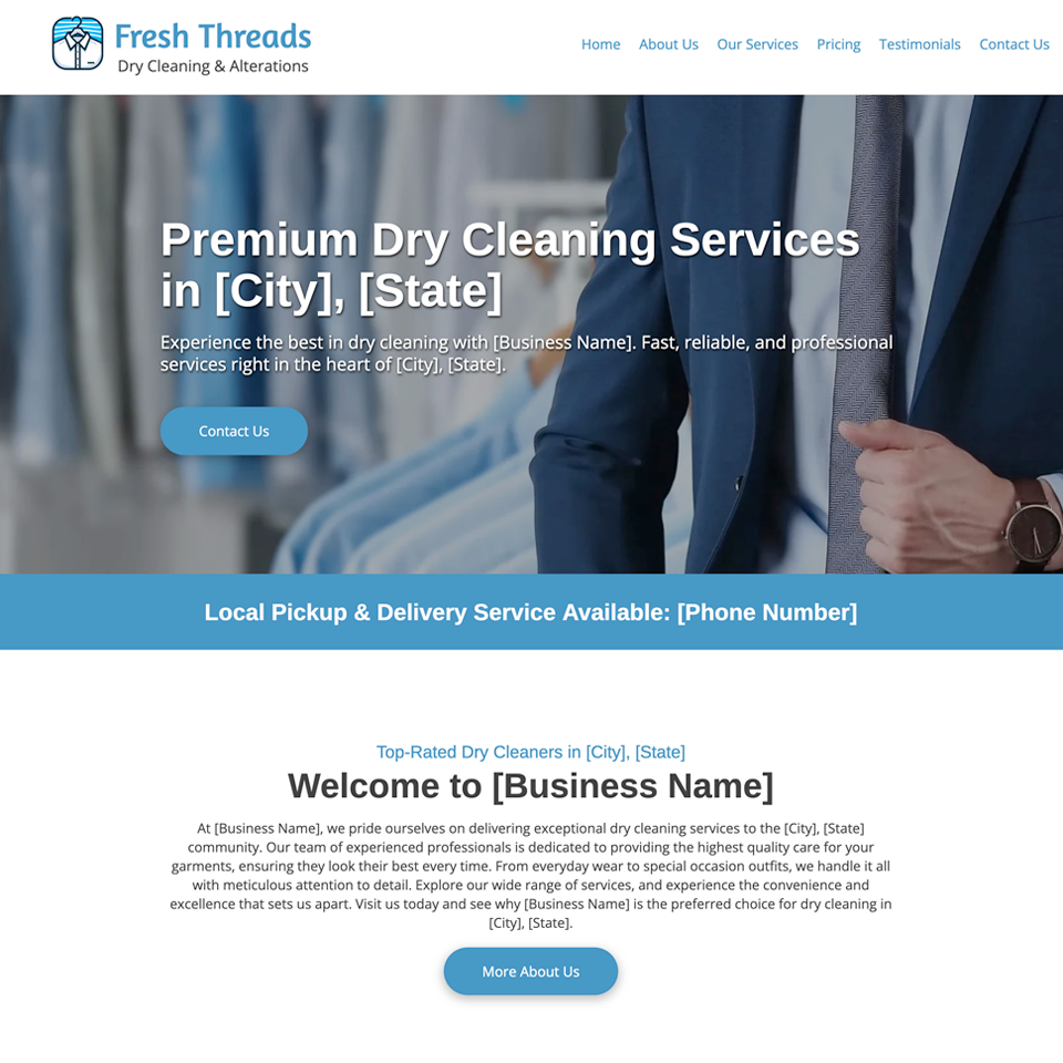 Dry cleaning website design theme 1