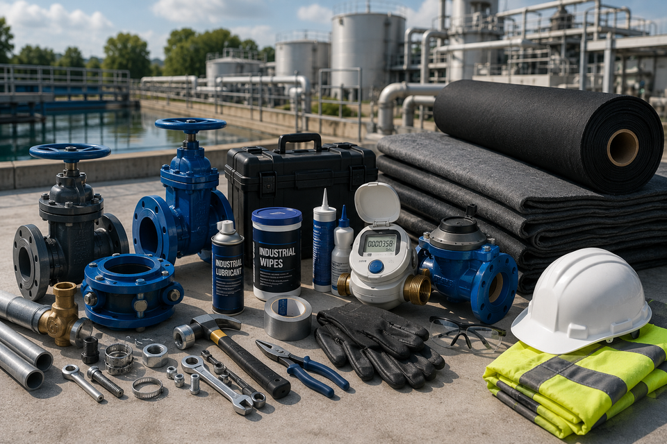 Industrial MRO supplies, smart water meters, industrial valves, maintenance tools, geotextiles, and water infrastructure products for commercial and government projects.