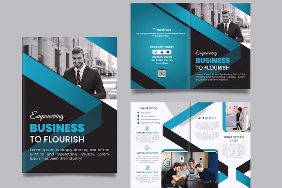 Brochure design template business cards with blue background 1167414 57