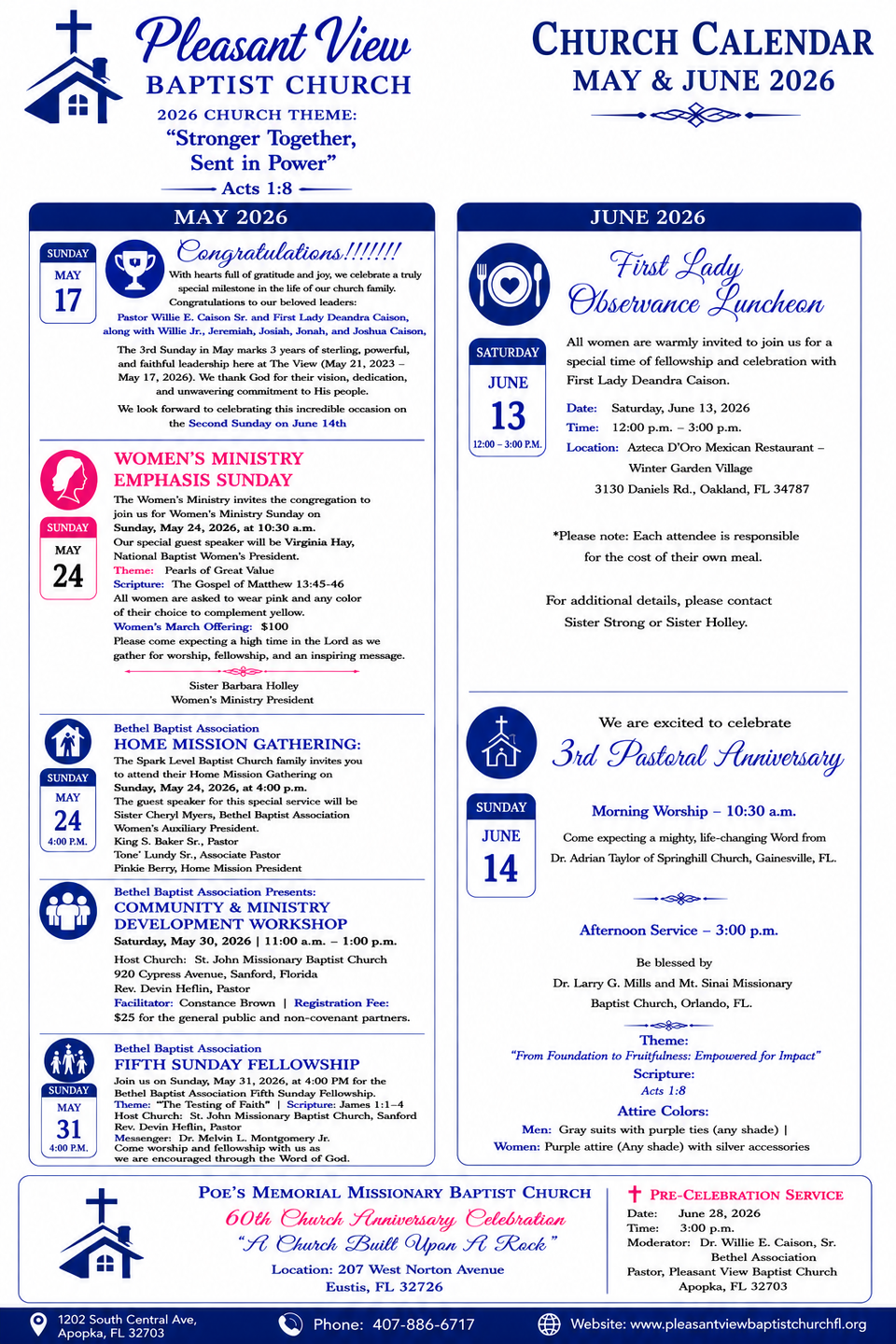 Pvbc may and june calendar of events