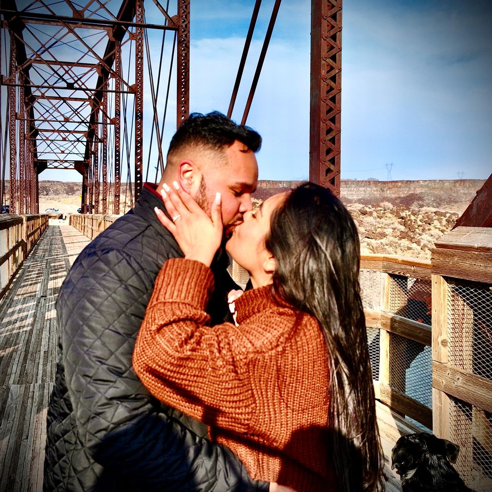 Close-up drone shot of a couple kissing | Boise Aerial Drone Photography