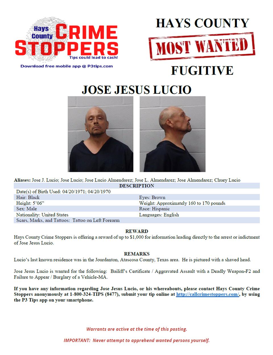 Lucio most wanted poster