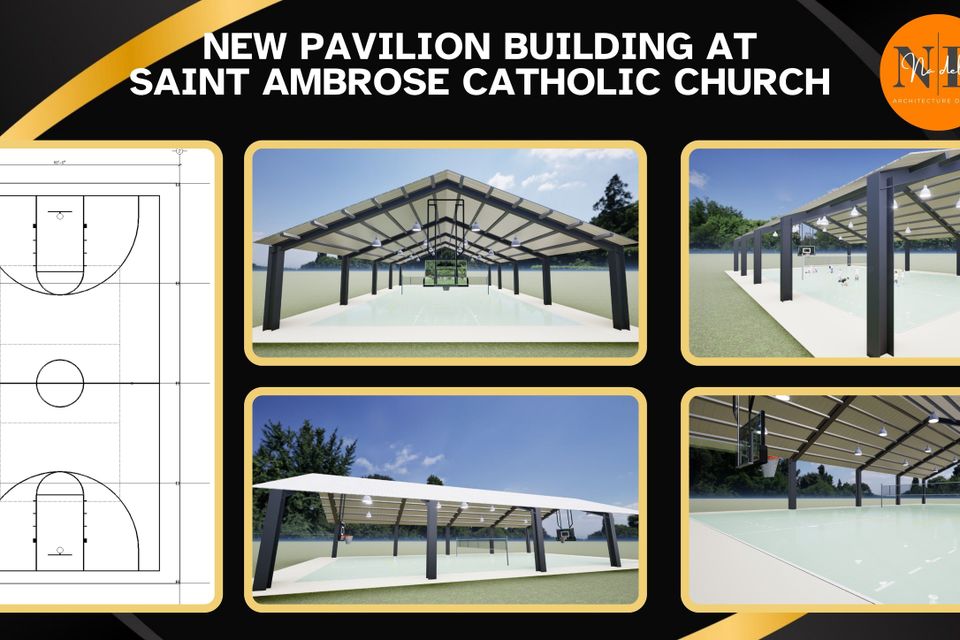 Nadel design architect   new pavilion building at saint ambrose catholic church   image collage  2