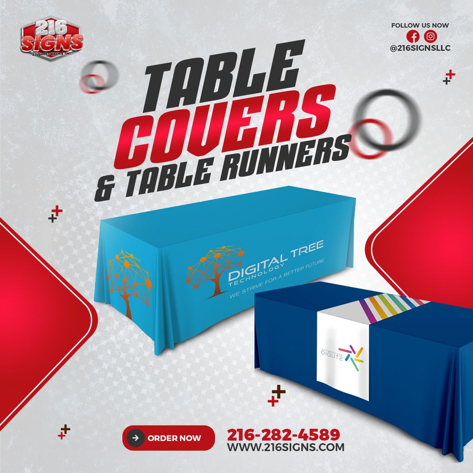 216 signs table runner ad