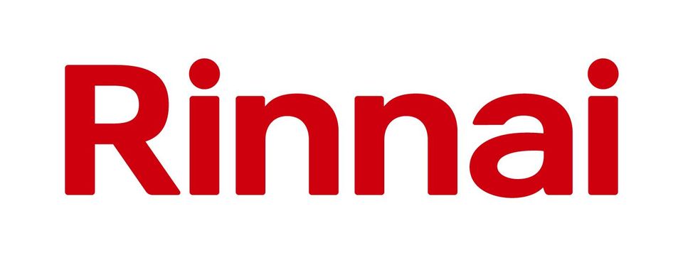 Rinnai logo in bold red letters, a leader in innovative heating and hot water systems