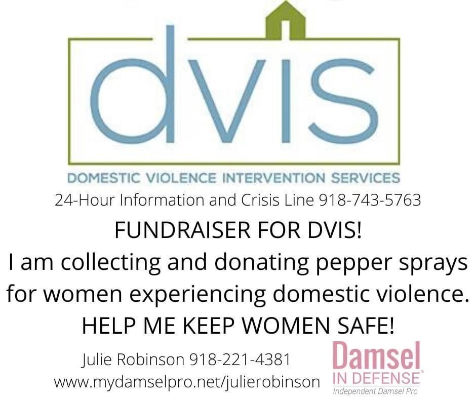 Fundraiser for DVIS (Domestic Violence Intervention Services) ––– I am collecting and donating pepper sprays for women experiencing domestic violence. Help me keep women safe! Visit the Damsel In Defense booth to learn more.
