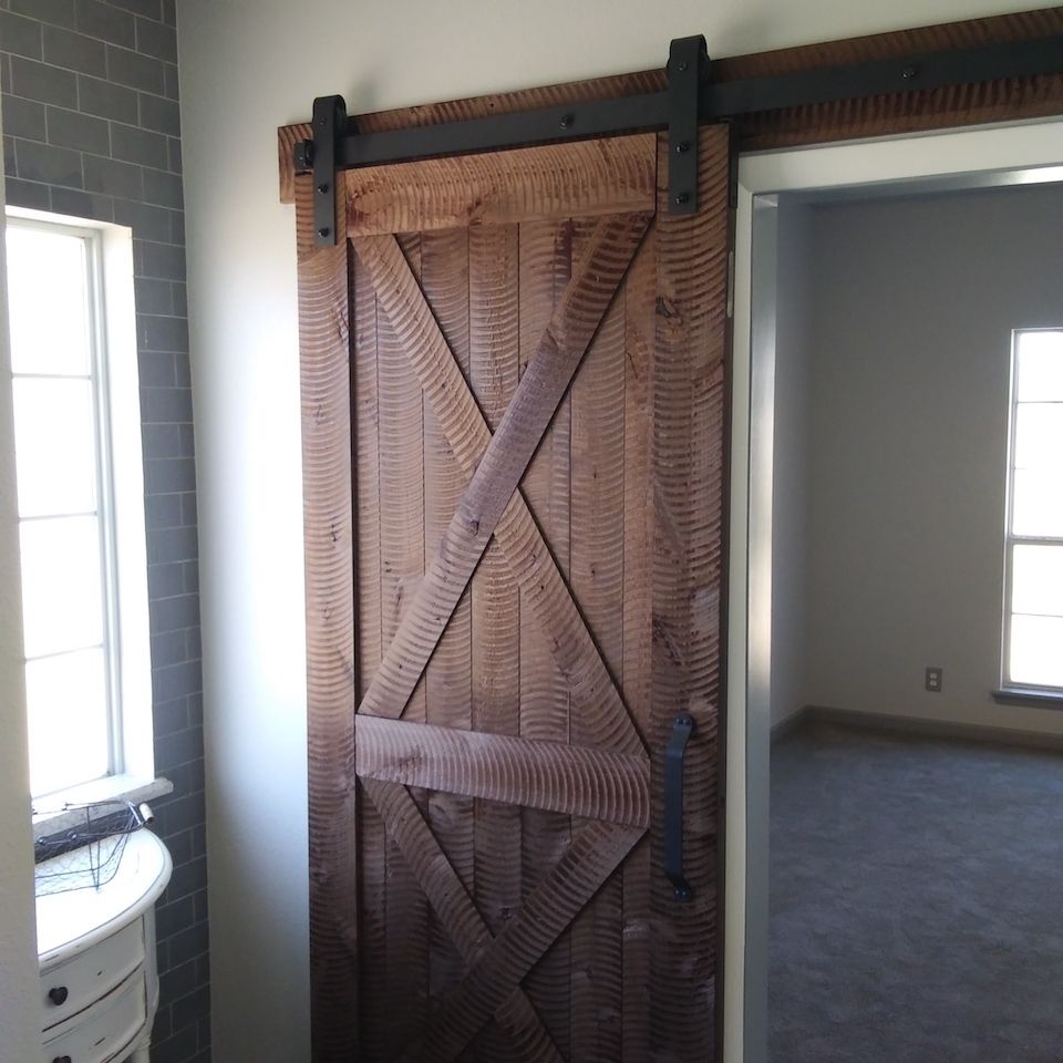 Weathered wood restoration  tulsa oklahoma  custom barn door for master bathroom remodel 11
