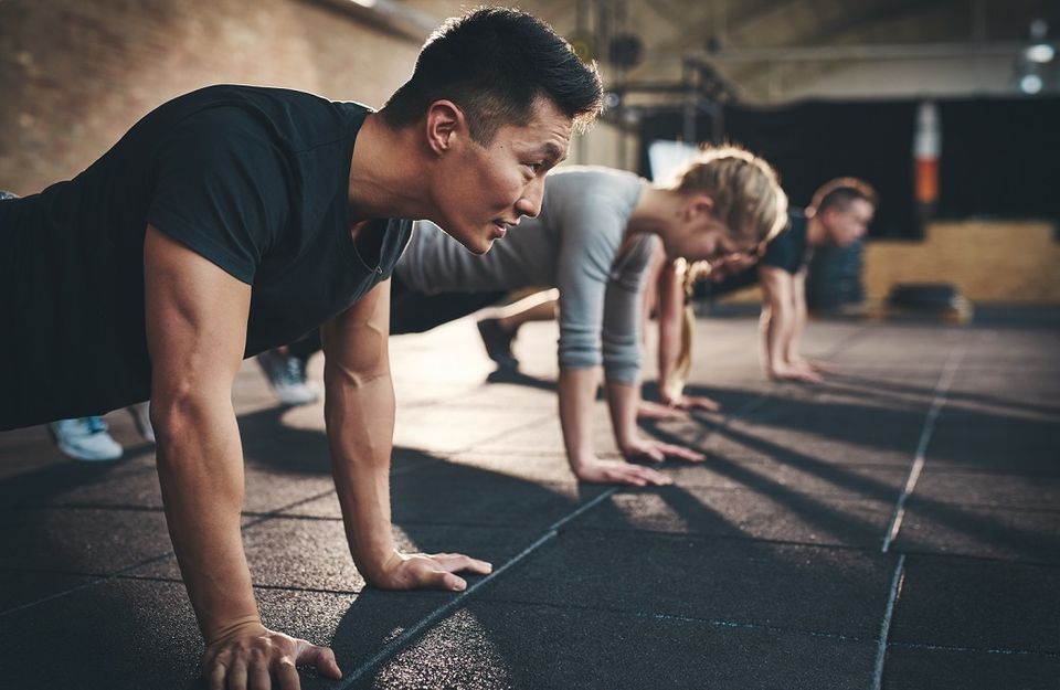 Group fitness training at hack my health