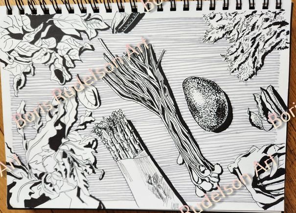 Greyscale Markers. Vegetables