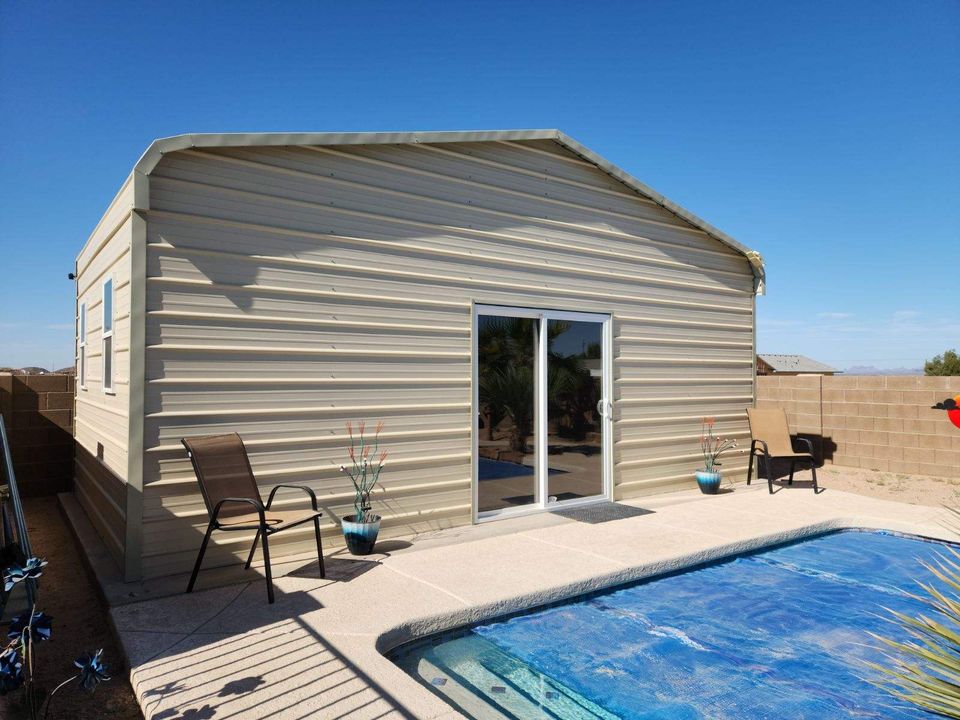Enclosed by pool