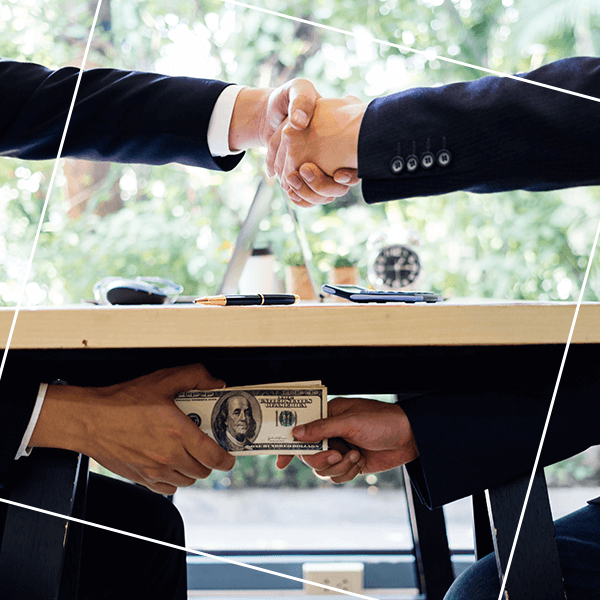 Handing money under the table