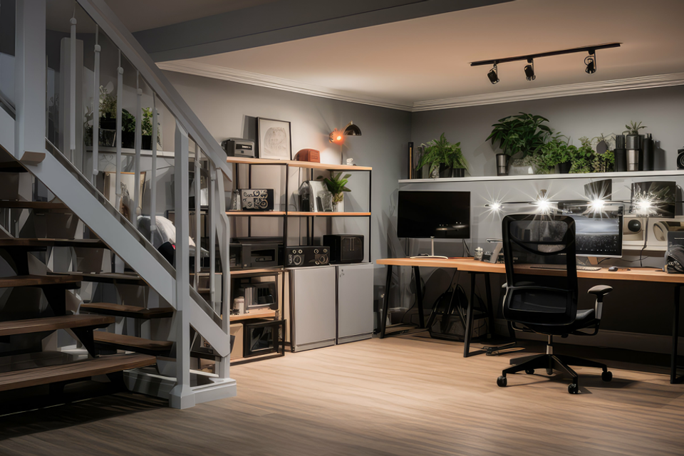 Contemporary Basement Office