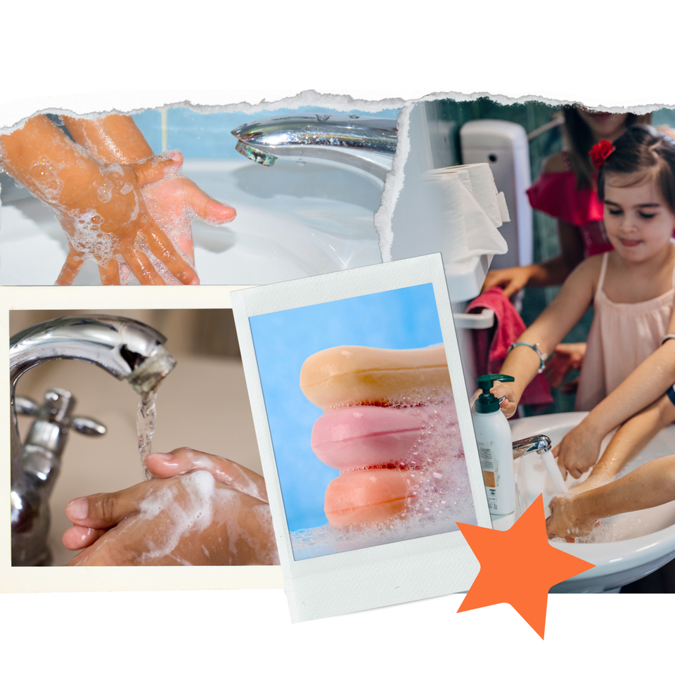 Children first  collage washing hands