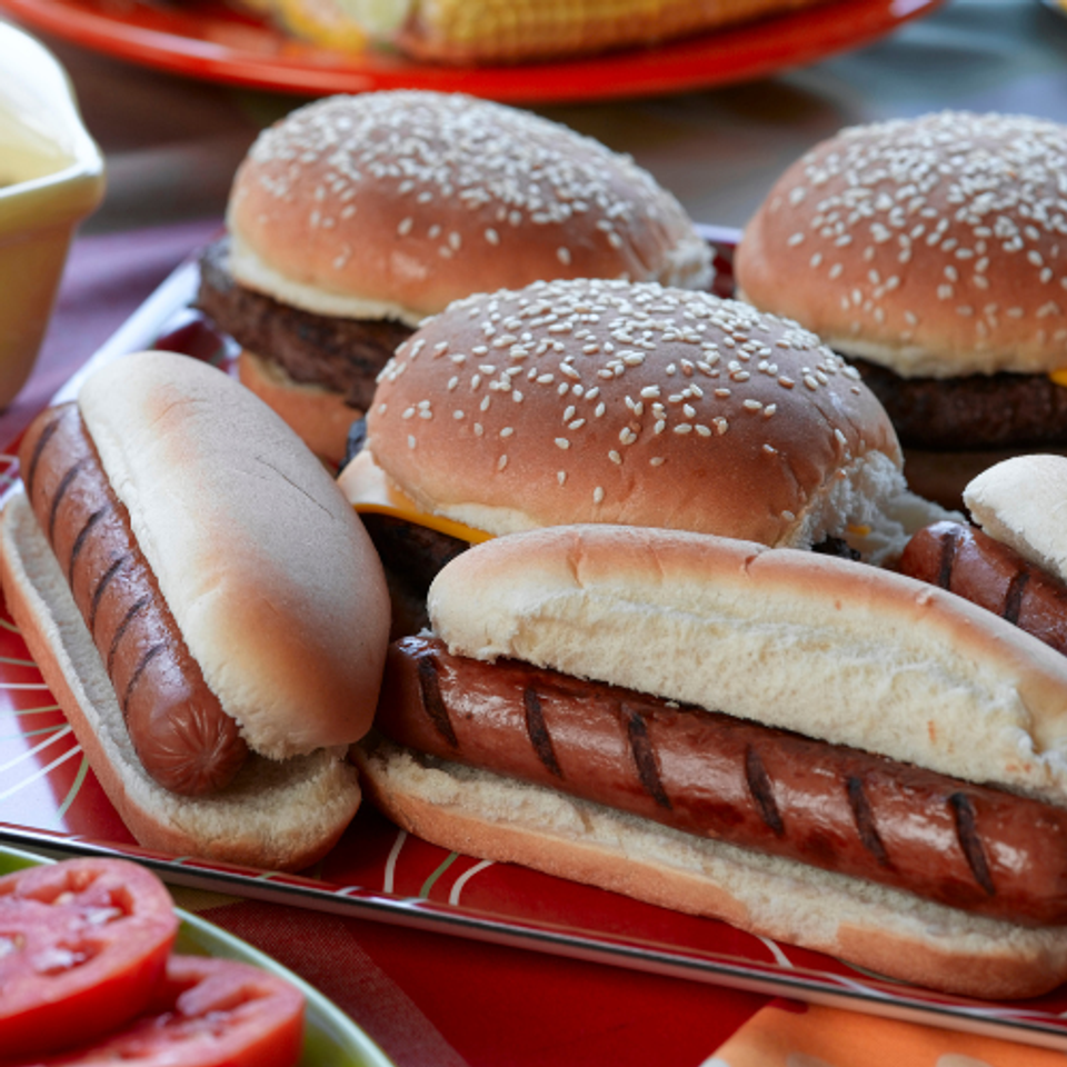 Hamburgers and hot dogs