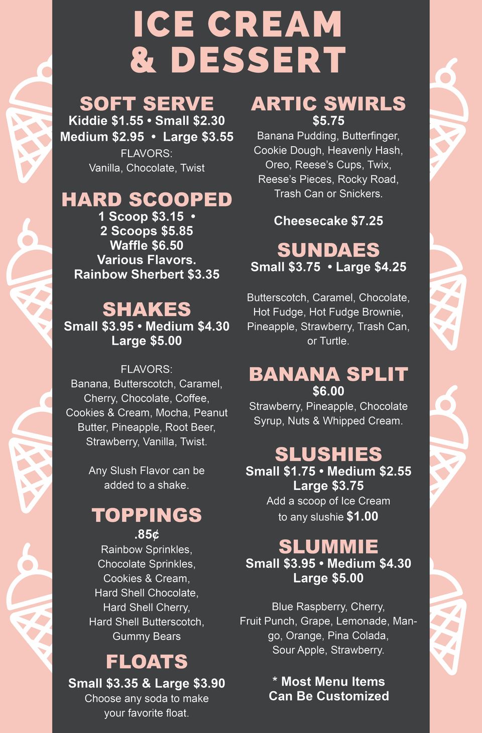 Shake shoppe ice cream menu 25x38 071725