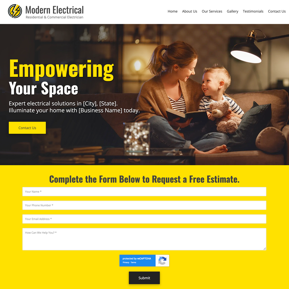 Electrician website design theme