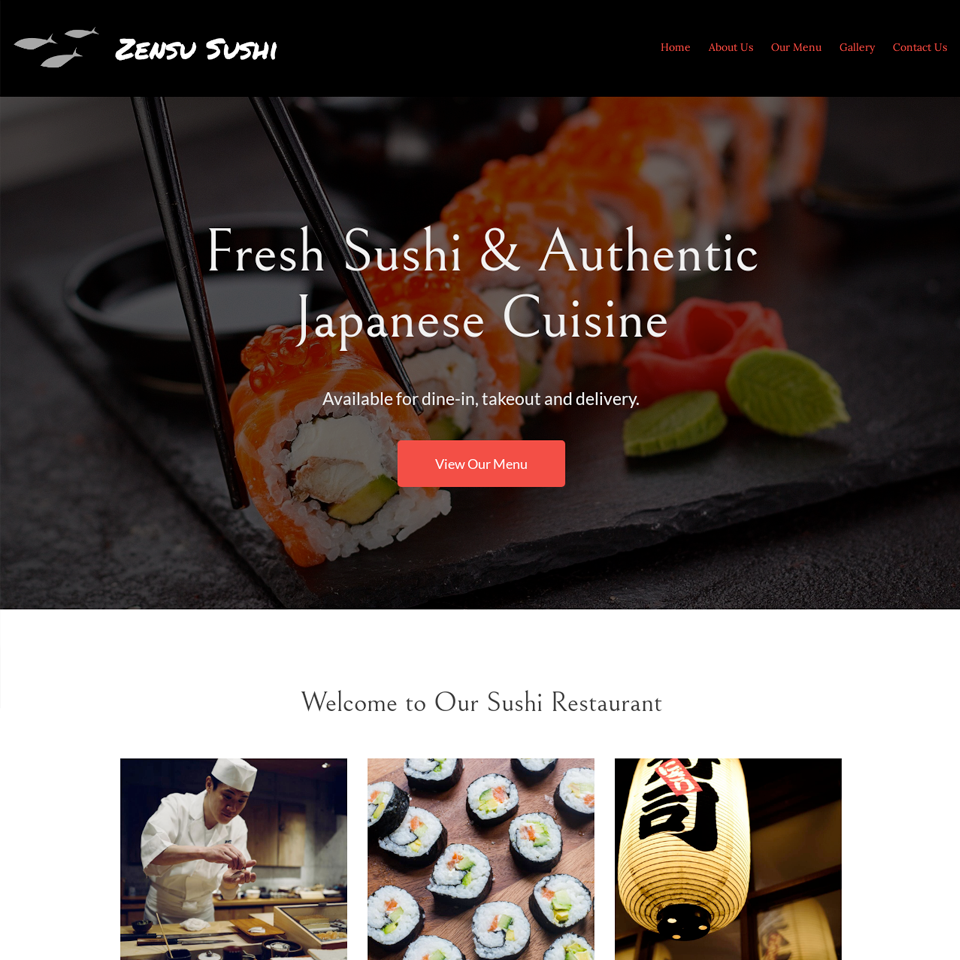 Sushi restaurant website design