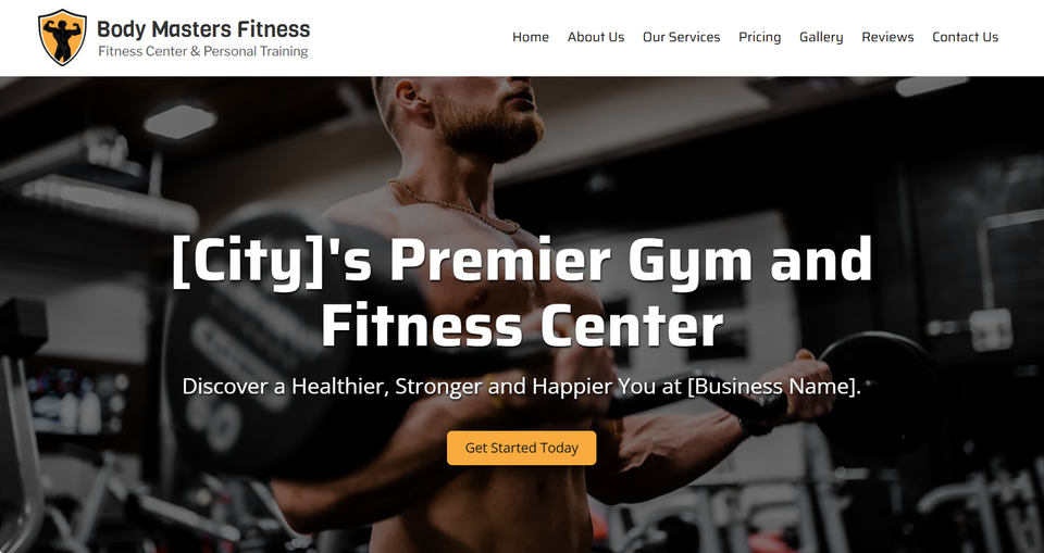 Fitness gym website example