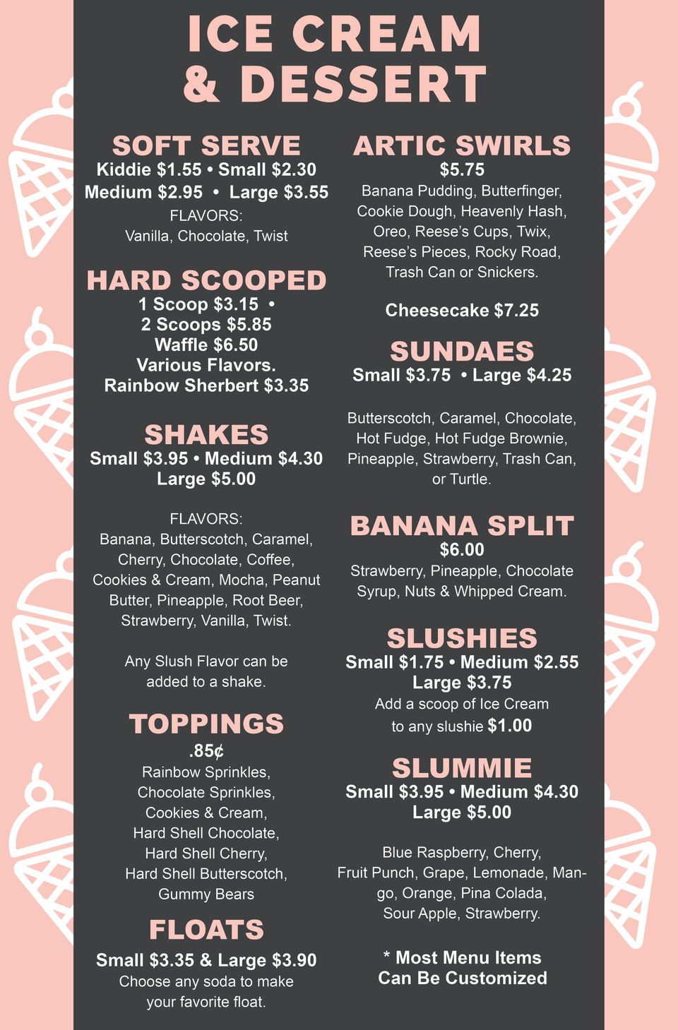 Shake shoppe ice cream menu 25x38 071725