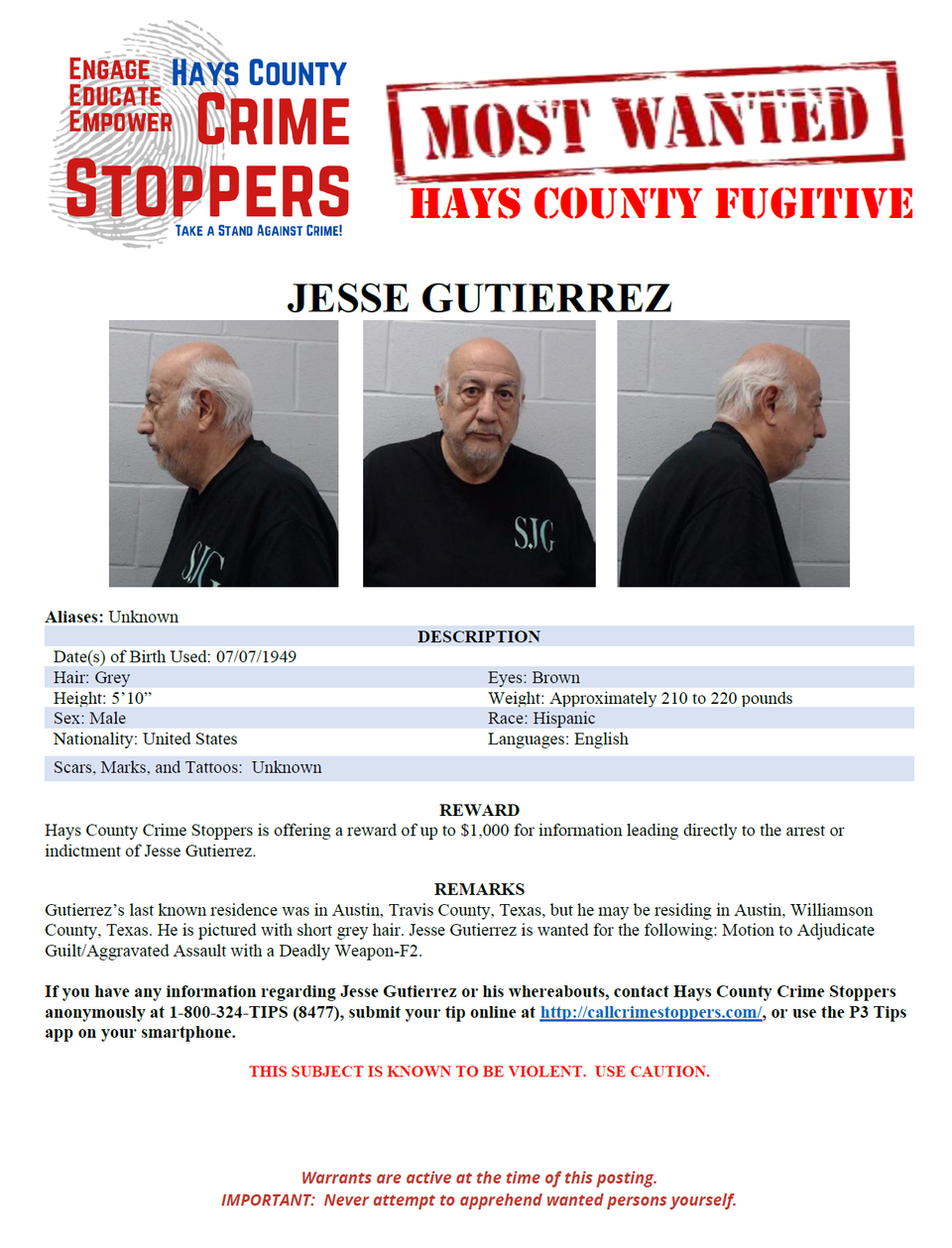 Gutierrez most wanted poster