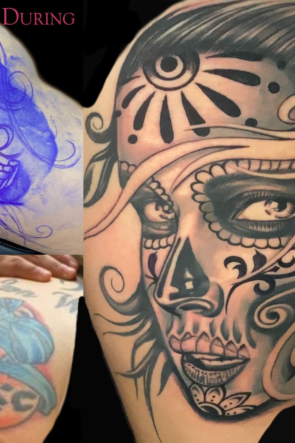 Adrian in progress sugar skull coverup