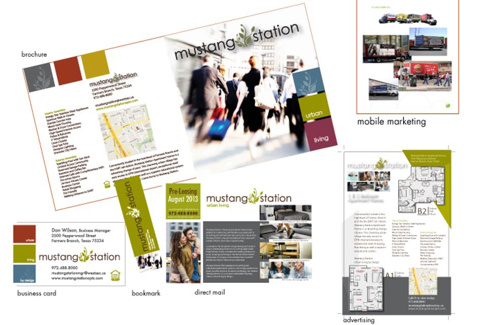 Print design for Mustang Station, Farmers Branch, Texas