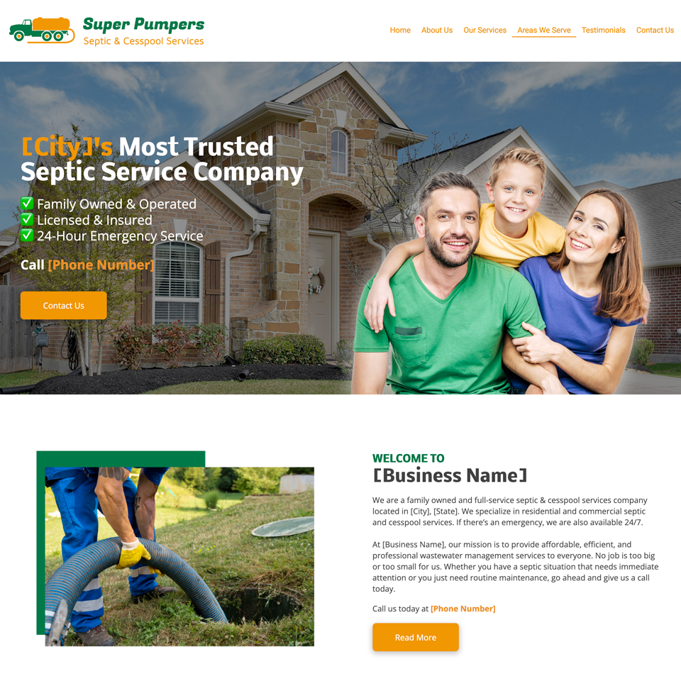Septic service website design theme