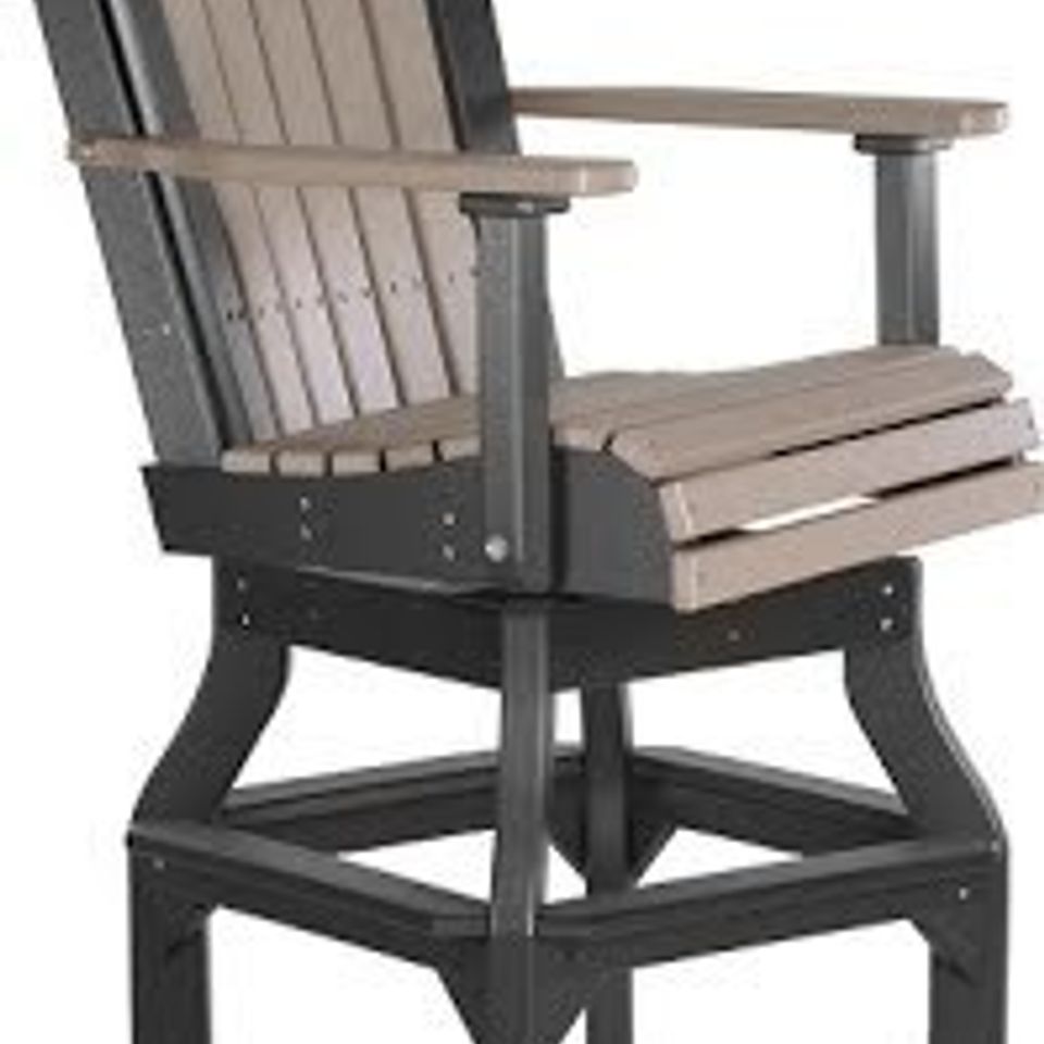 Sunrise poly lawn   hardwood furniture   paden  oklahoma   luxcraft collection   pascwwb adirondack swivel chair (bar height) weatherwood   black20180515 26137 12wekbn