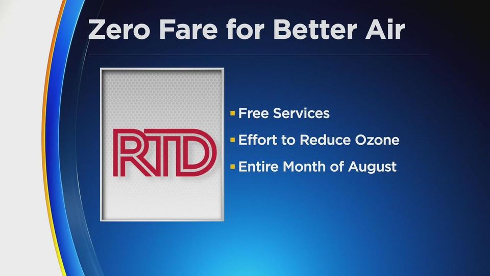 Zero Fare for Better Air - RTD is free for the entire month of august to help reduce ozone