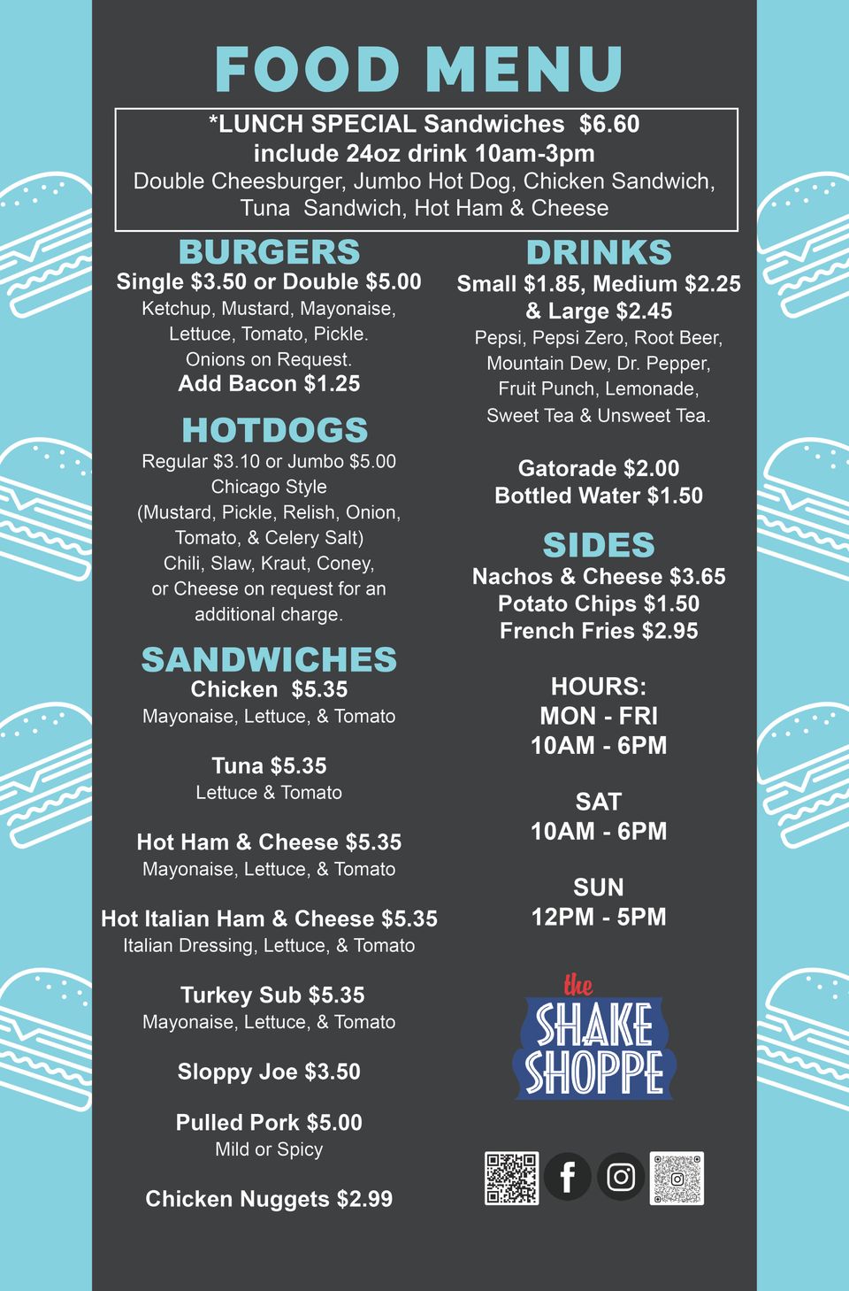 Shake shoppe food menu 25x38 071725