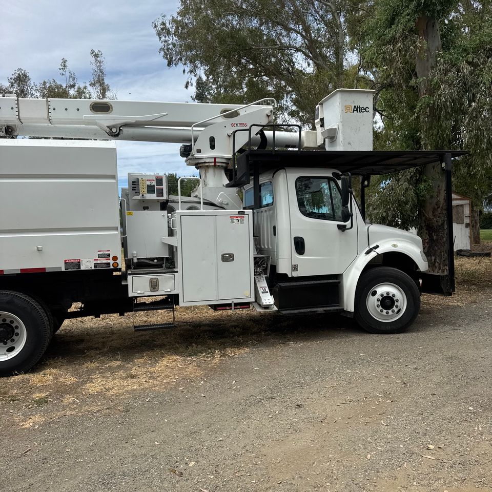 The Arbor Tree Service Company truck loaded with logs and debris for hauling